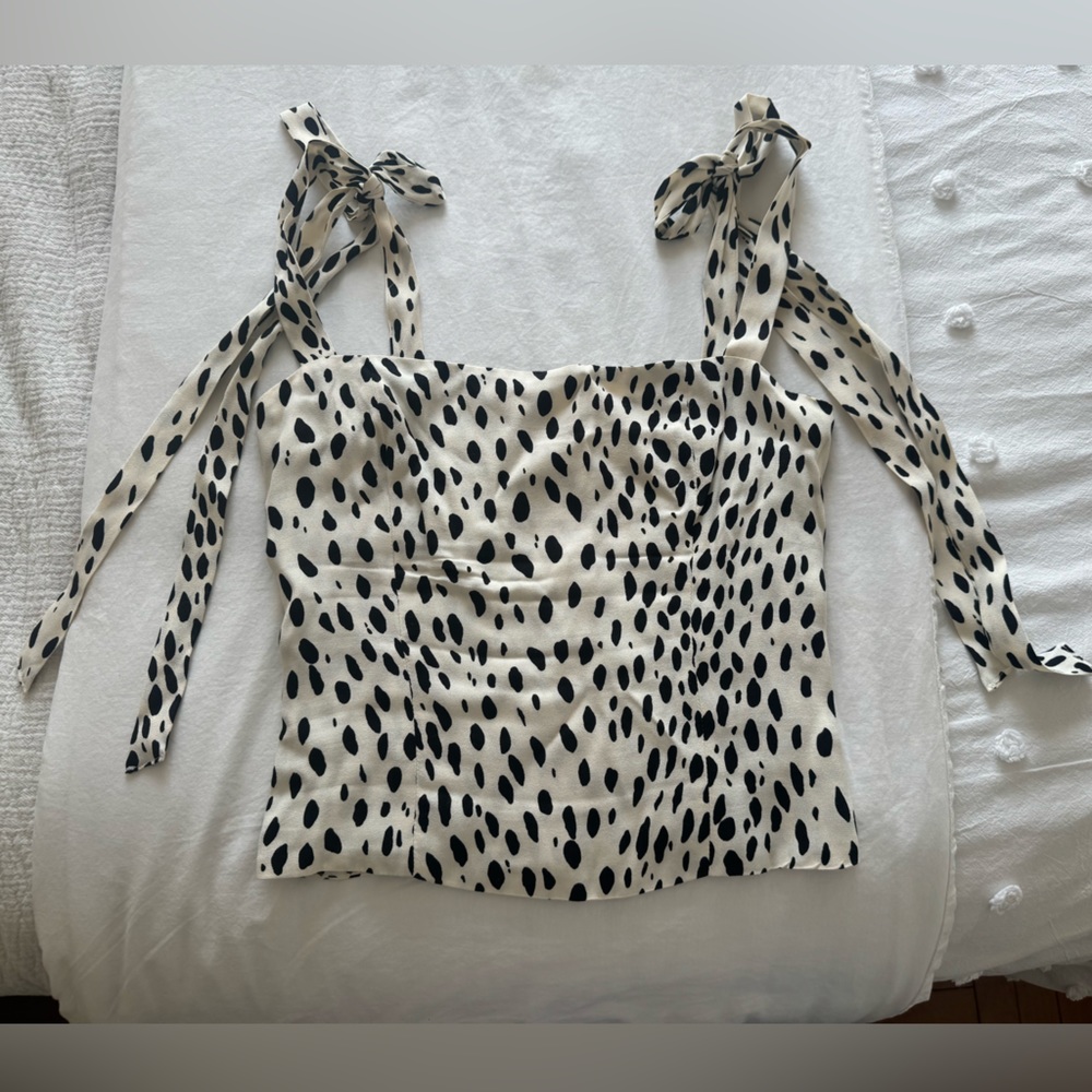 Reformation spotted bow tie crop top